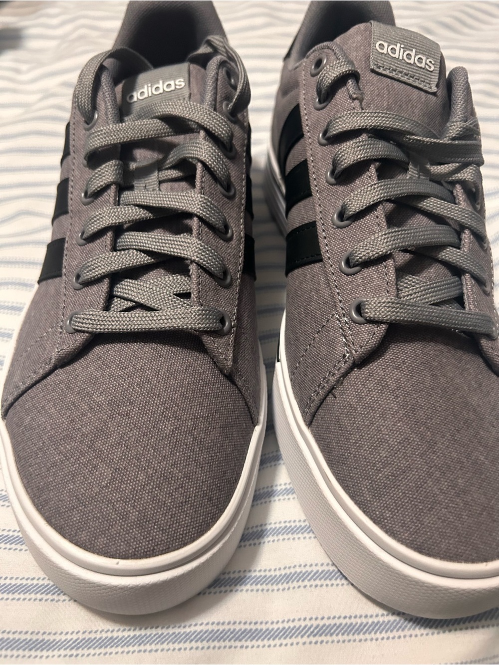 adidas Gray and Black Low-Top Canvas Sneakers